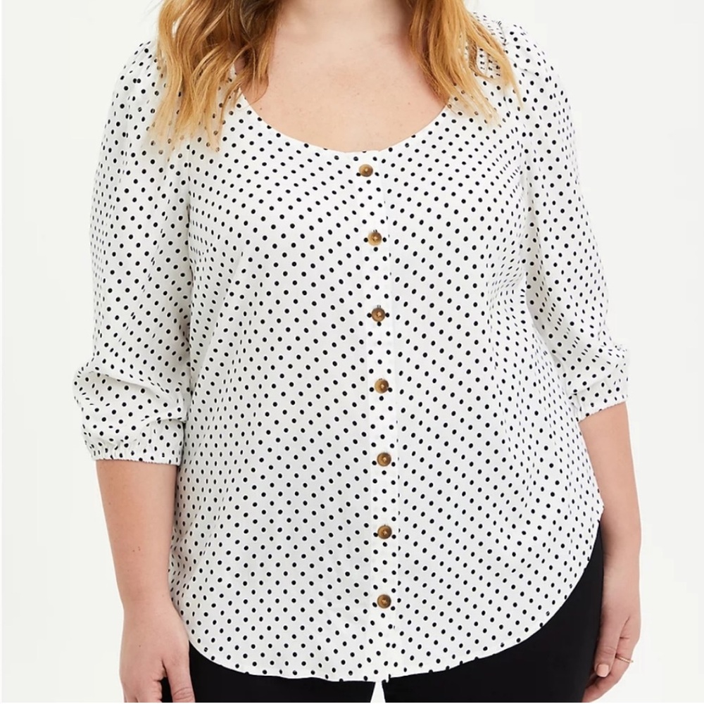 Torrid Black & White Polka Dot Blouse Size 4